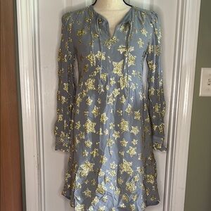 LOFT Grey with gold stars babydoll dress
